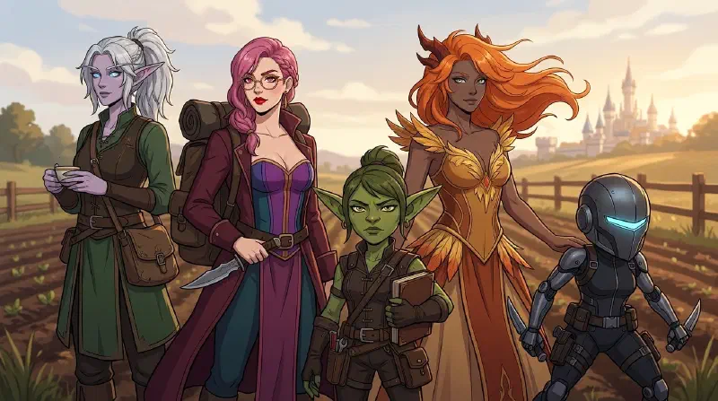 The F.A.R.M. collective assembled — Brasskeese, Freyneese, Akaneese, Reyneese-Alt, and Moryeese